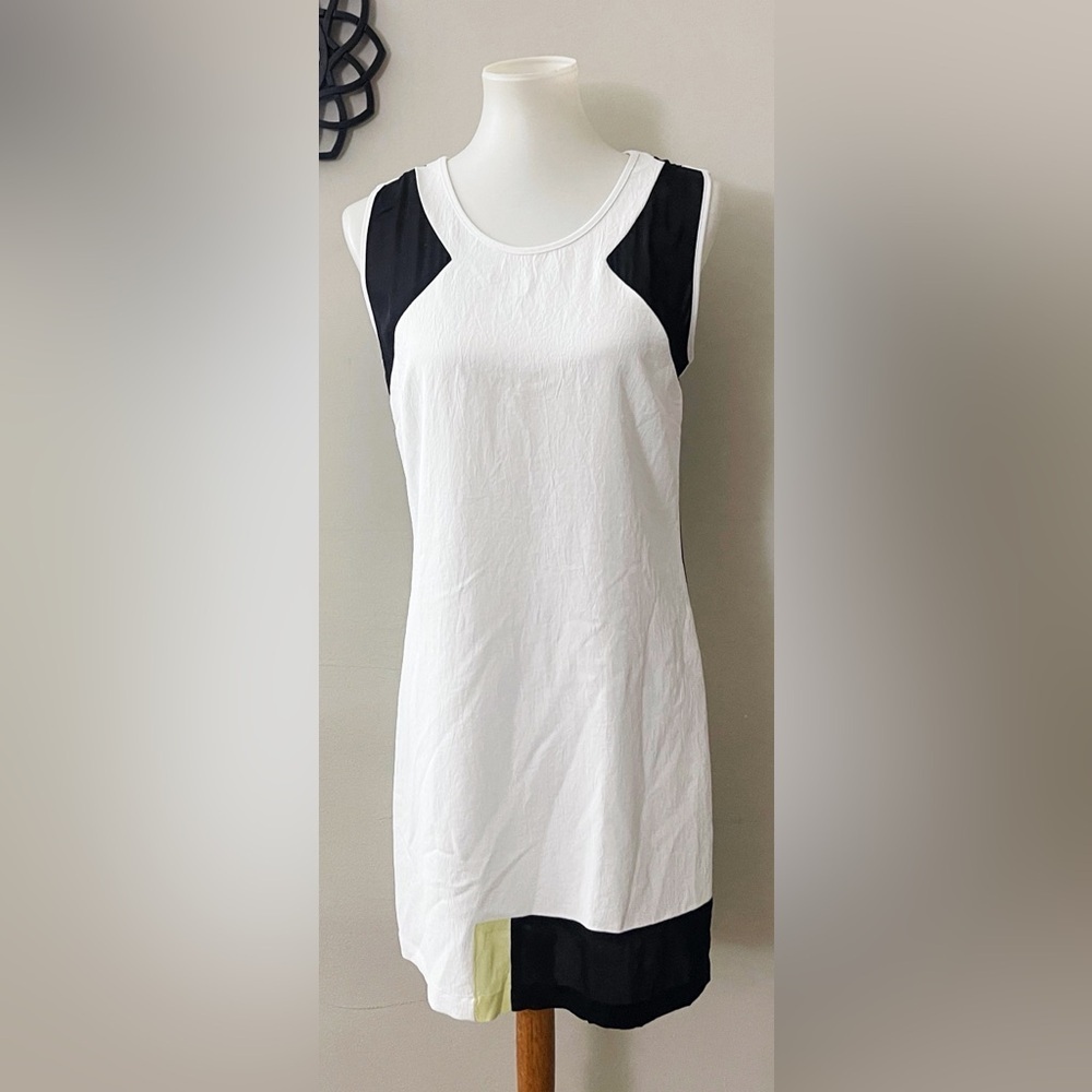 Waverly Grey Black and White Contrast Mini Dress Colorblock Chic Workwear - Picture 3 of 9